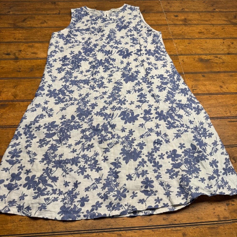 Terzo Millennio Women Blue Floral Sleeveless Made in Italy Dress‎ Size M